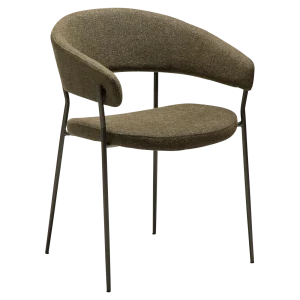 REBOOT CHAIR Dark Olive Boucle W. Antique Pewter Legs 100107303 01 Main