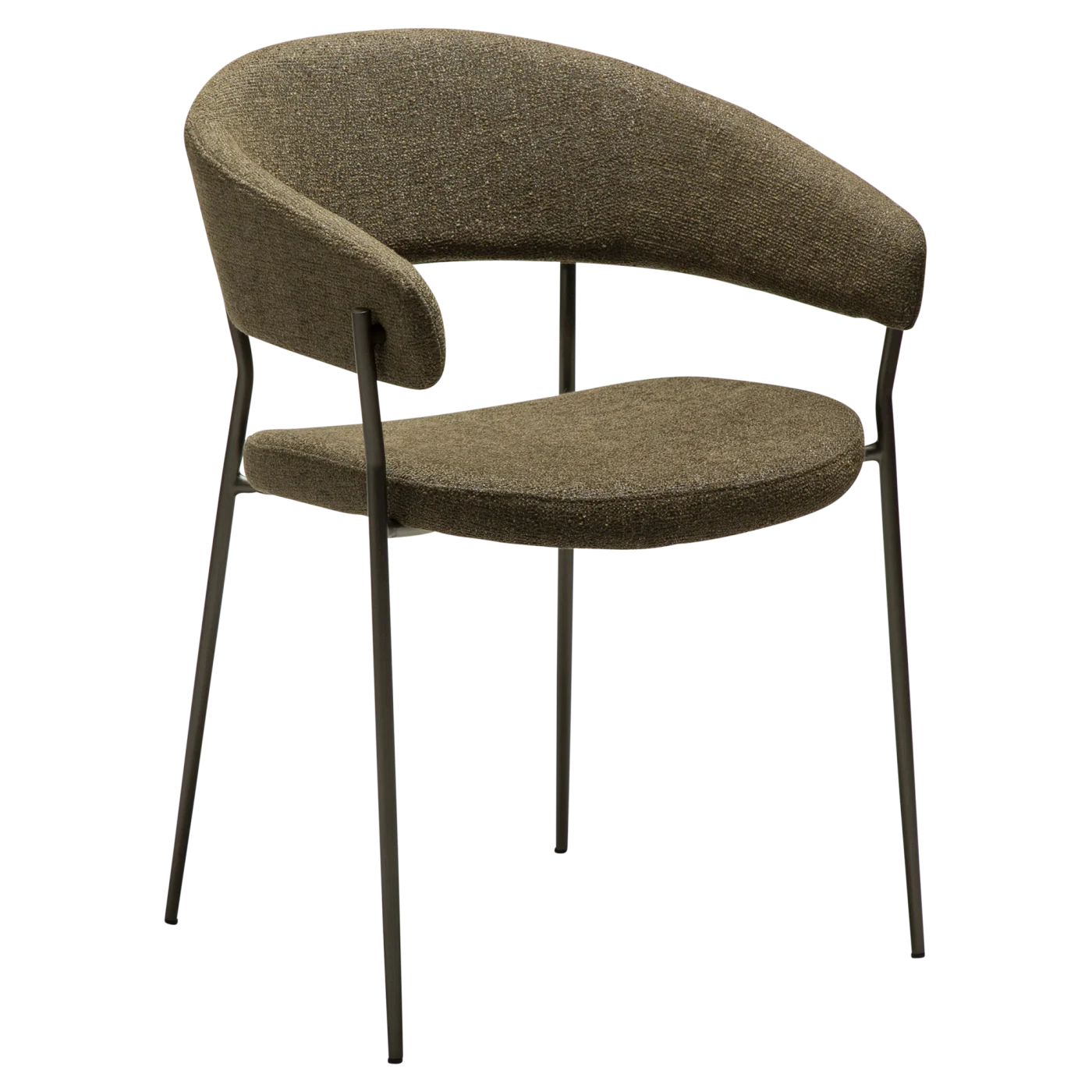 REBOOT CHAIR Dark Olive Boucle W. Antique Pewter Legs 100107303 01 Main