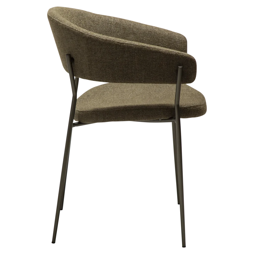 REBOOT CHAIR Dark Olive Boucle W. Antique Pewter Legs 100107303 03 Profile