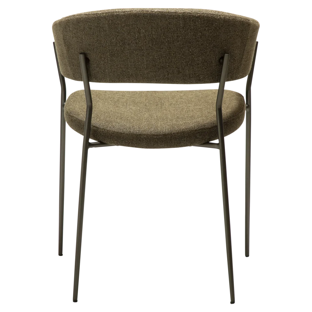 REBOOT CHAIR Dark Olive Boucle W. Antique Pewter Legs 100107303 04 Back