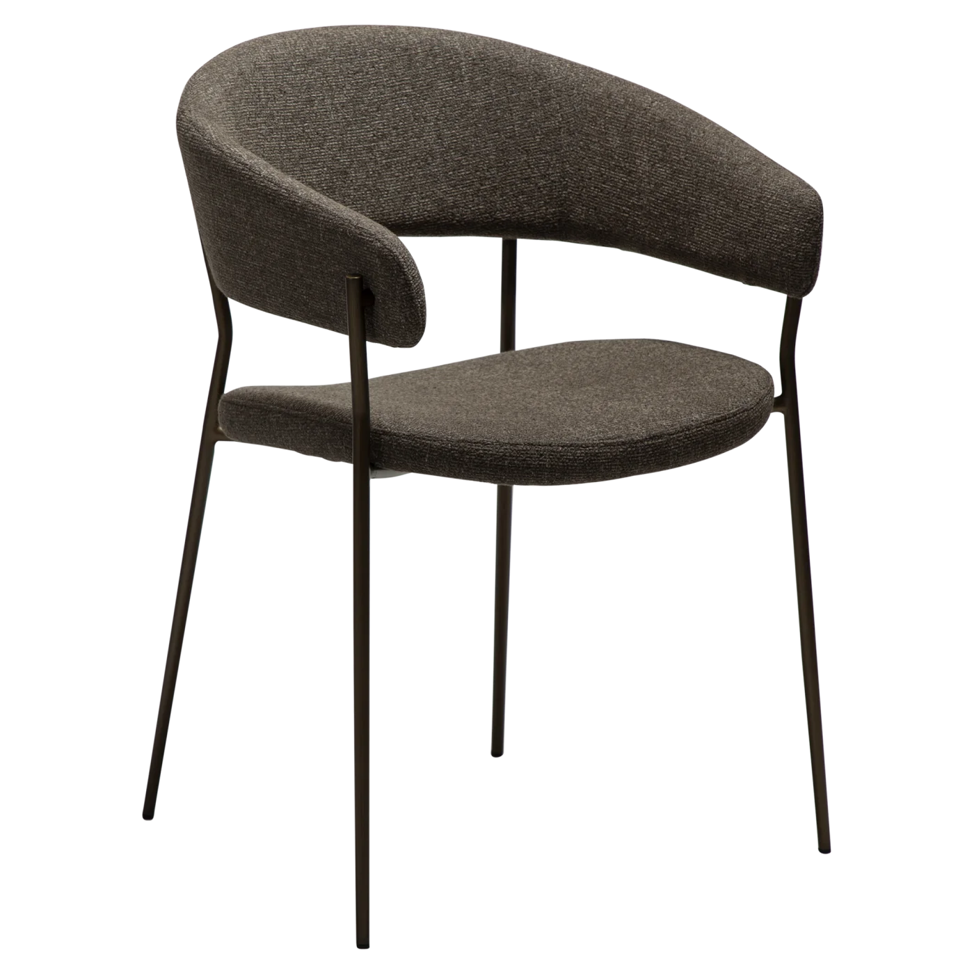 REBOOT CHAIR Major Brown Boucle Fabric W. Antique Brass Legs 100107300 01 Main