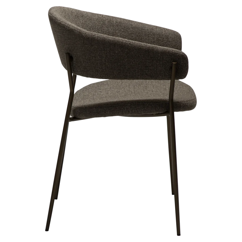 REBOOT CHAIR Major Brown Boucle Fabric W. Antique Brass Legs 100107300 03 Profile