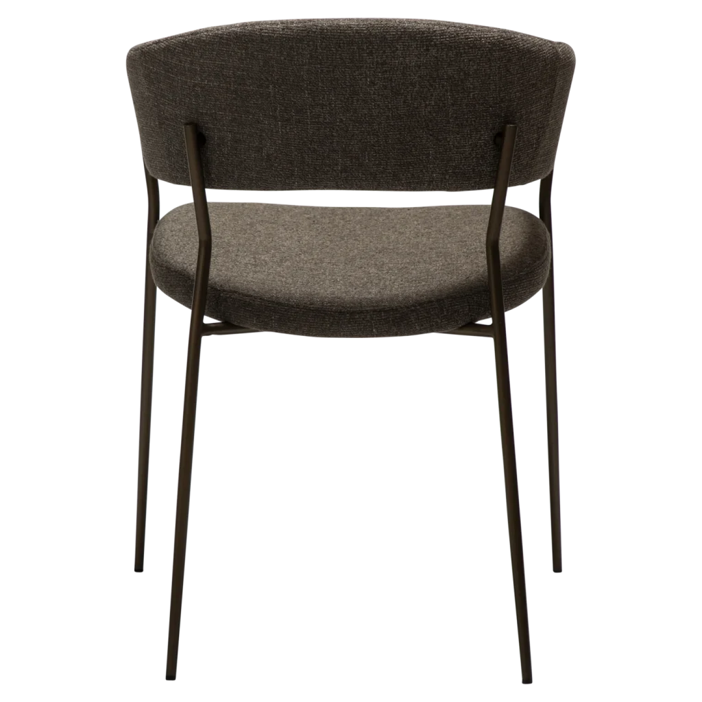REBOOT CHAIR Major Brown Boucle Fabric W. Antique Brass Legs 100107300 04 Back