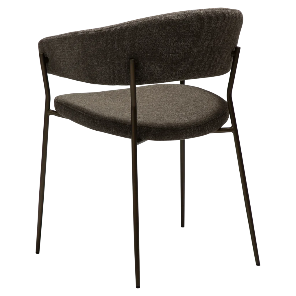 REBOOT CHAIR Major Brown Boucle Fabric W. Antique Brass Legs 100107300 05 Back Angle