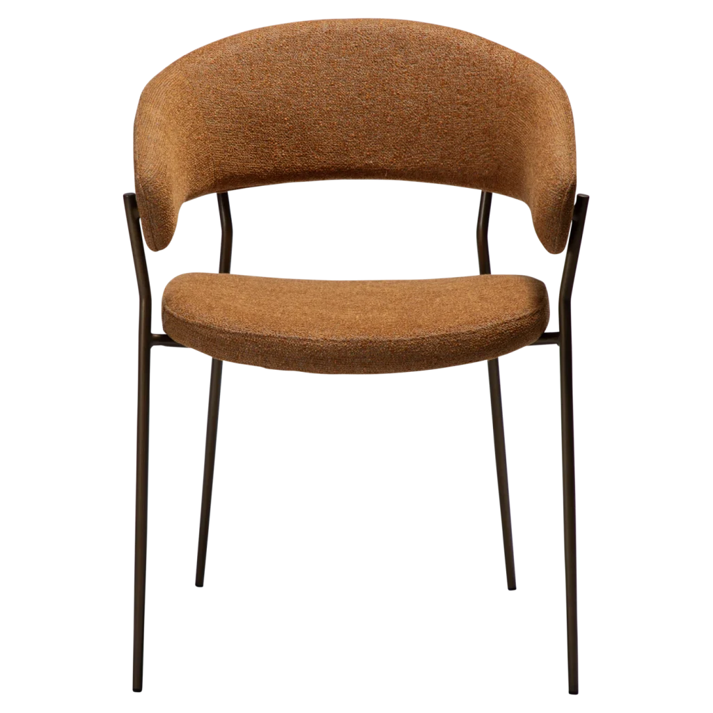 REBOOT CHAIR Pumpkin Spice Boucle W. Antique Brass Legs 100107304 02 Front