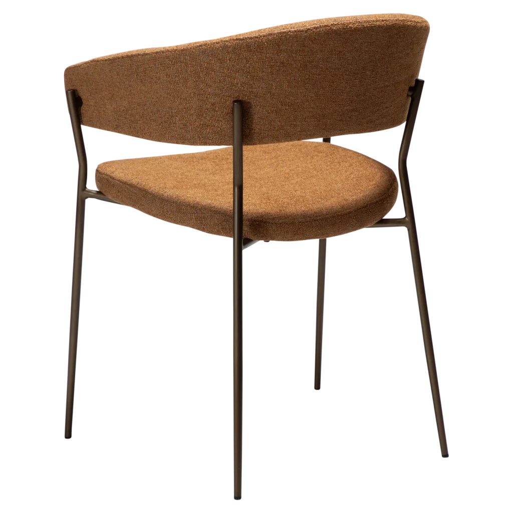 REBOOT CHAIR Pumpkin Spice Boucle W. Antique Brass Legs 100107304 05 Back Angle