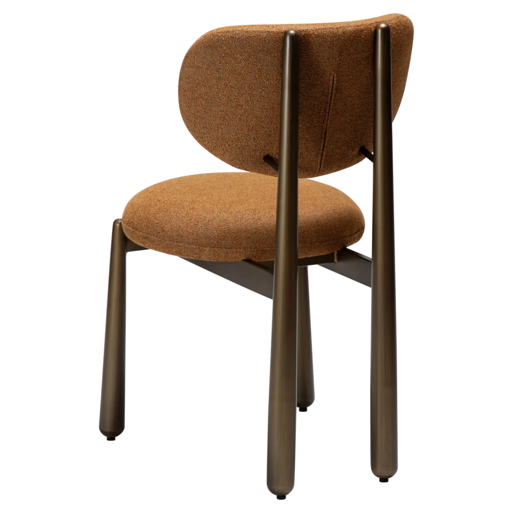 WOKE CHAIR Pumpkin Spice Boucle W. Antique Brass Legs 100400640 05 Back Angle