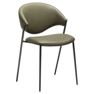 ZONE CHAIR Dark Olive Faux Leather W. Antique Pewter Legs 100107401 01 Main