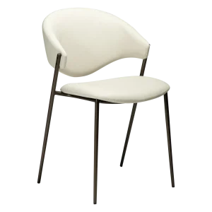 ZONE CHAIR Frosted Almond Faux Leather W. Antique Brass Legs 100107403 01 Main