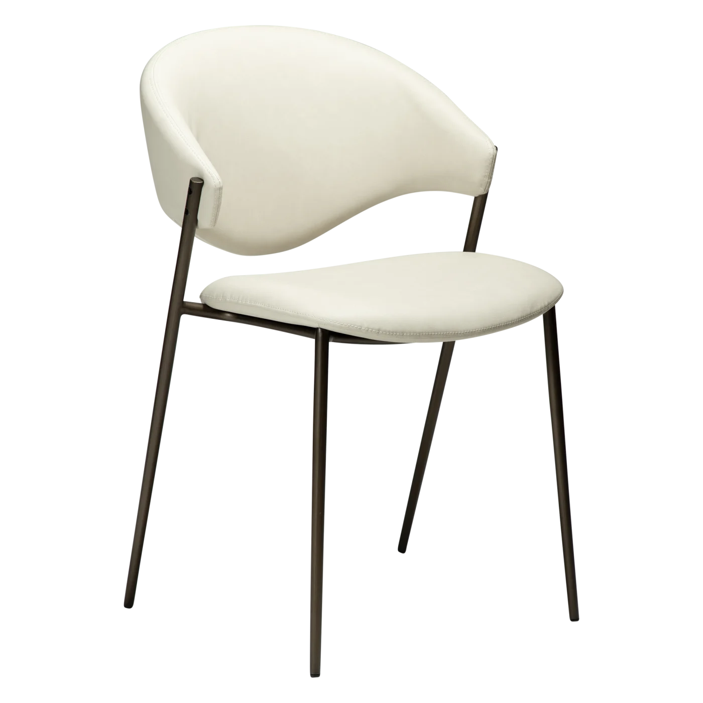 ZONE CHAIR Frosted Almond Faux Leather W. Antique Brass Legs 100107403 01 Main