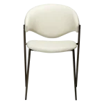 ZONE CHAIR Frosted Almond Faux Leather W. Antique Brass Legs 100107403 02 Front