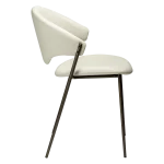 ZONE CHAIR Frosted Almond Faux Leather W. Antique Brass Legs 100107403 03 Profile