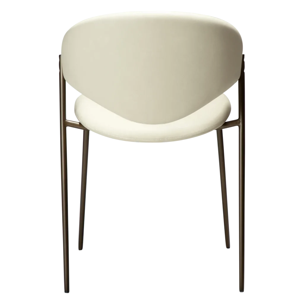 ZONE CHAIR Frosted Almond Faux Leather W. Antique Brass Legs 100107403 04 Back