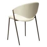 ZONE CHAIR Frosted Almond Faux Leather W. Antique Brass Legs 100107403 05 Back Angle