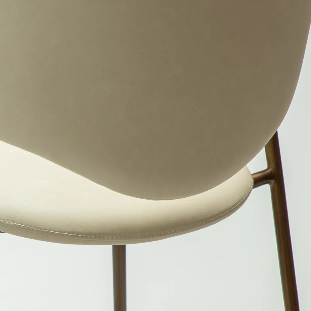 ZONE CHAIR Frosted Almond Faux Leather W. Antique Brass Legs 100107403 07 Detail2