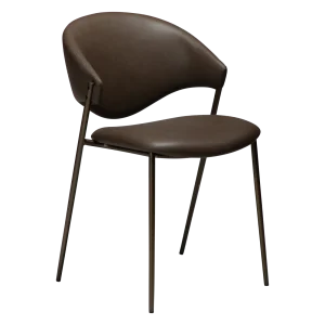 ZONE CHAIR Major Brown Faux Leather W. Antique Brass Legs 100107400 01 Main