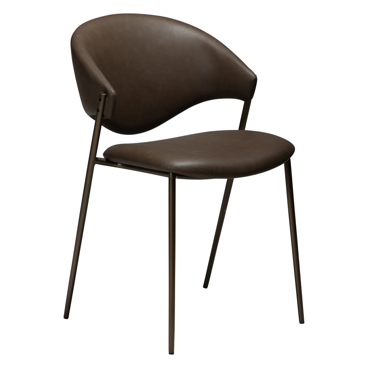 ZONE CHAIR Major Brown Faux Leather W. Antique Brass Legs 100107400 01 Main