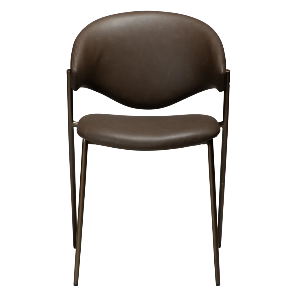 ZONE CHAIR Major Brown Faux Leather W. Antique Brass Legs 100107400 02 Front