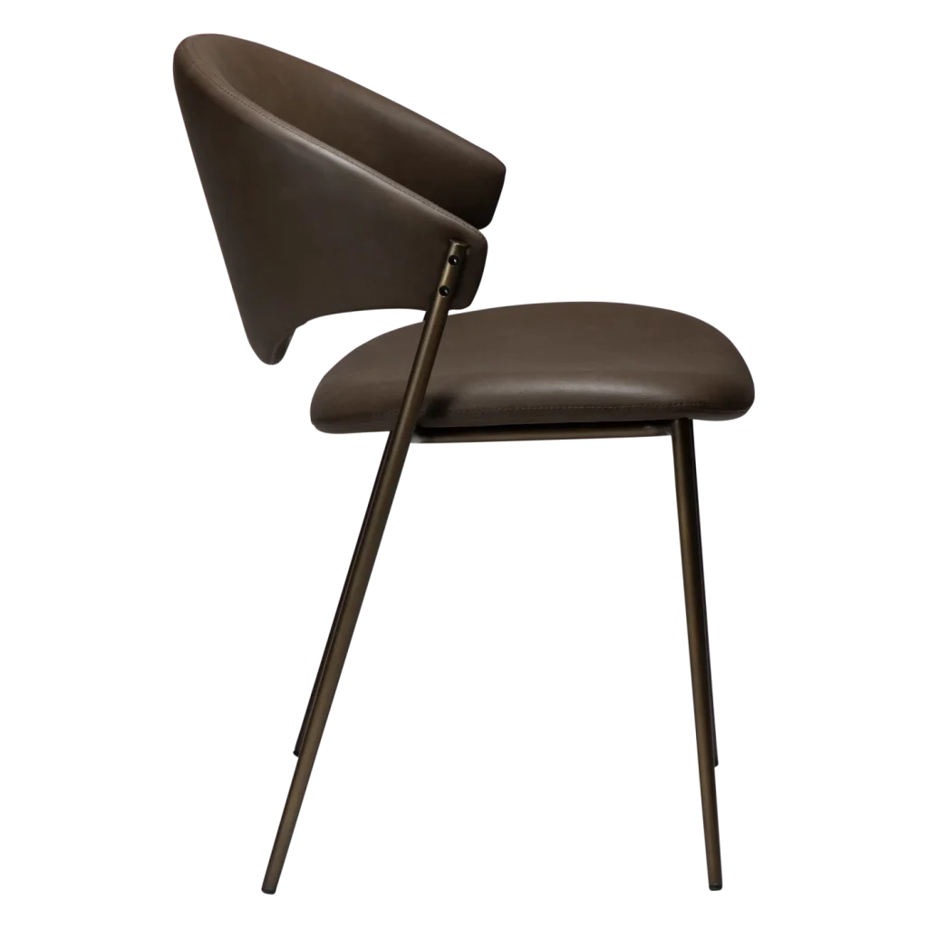 ZONE CHAIR Major Brown Faux Leather W. Antique Brass Legs 100107400 03 Profile