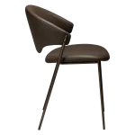 ZONE CHAIR Major Brown Faux Leather W. Antique Brass Legs 100107400 03 Profile