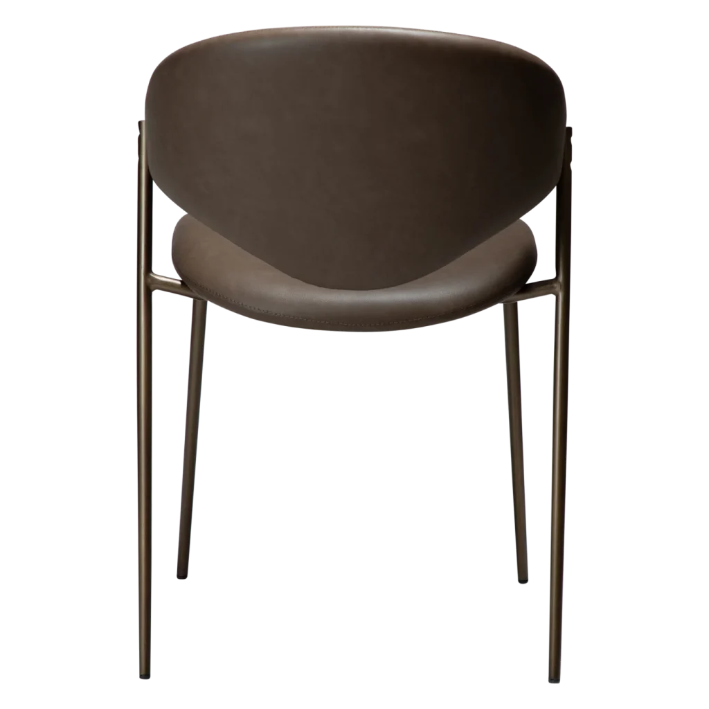 ZONE CHAIR Major Brown Faux Leather W. Antique Brass Legs 100107400 04 Back