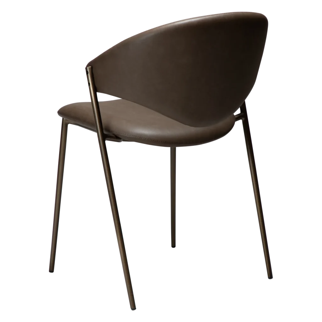 ZONE CHAIR Major Brown Faux Leather W. Antique Brass Legs 100107400 05 Back Angle