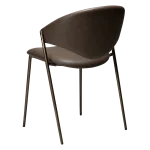 ZONE CHAIR Major Brown Faux Leather W. Antique Brass Legs 100107400 05 Back Angle