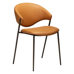 ZONE CHAIR Pumpkin Spice Faux Leather W. Antique Brass Legs 100107404 01 Main